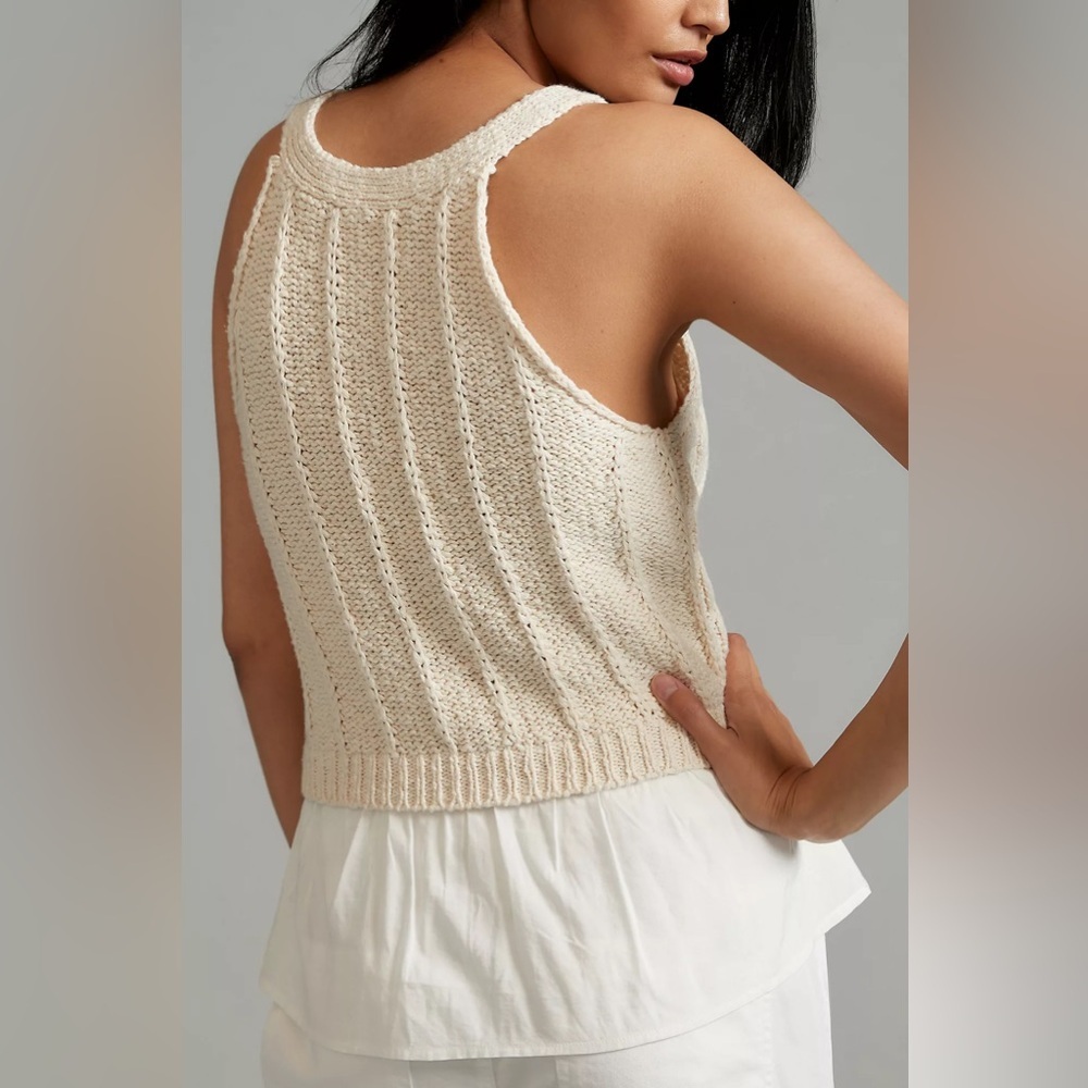 NWT By Anthropologie Twofer Cable-Knit Sweater Tank - Picture 2 of 8